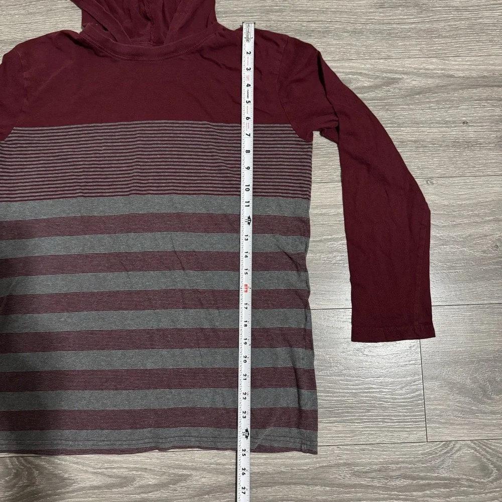 Place Big Boy Burgundy Stripped Long Sleeves‎ Hooded Pullover Shirt Size 16
